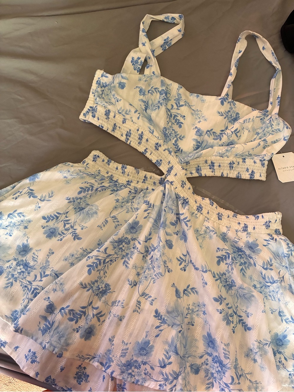 STATE Blue Floral Bralette & Skirt Sleep Set